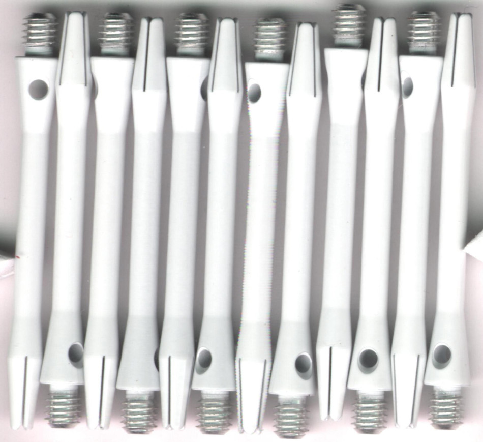 "WHITE" KERAMIC 2 Inch, Medium Aluminum Dart Shafts: 1 set of 3 per order "WHITE" KERAMIC 2 Inch, Medium Aluminum Dart Shafts: 1 set of 3 per order