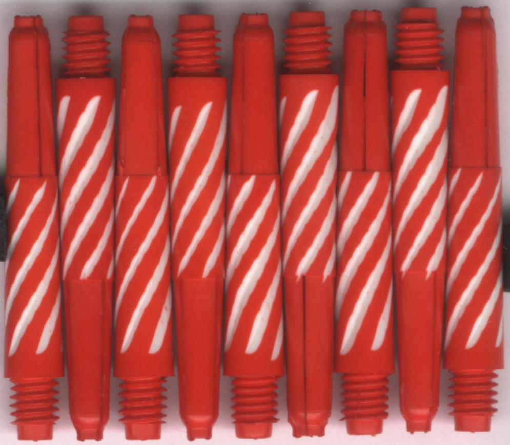 1.5in. Red/White Short Spiroline Nylon Dart Shafts 1.5in. Red/White Short Spiroline Nylon Dart Shafts