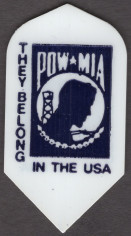 Slim White & Black "POW * MIA" Dart Flights