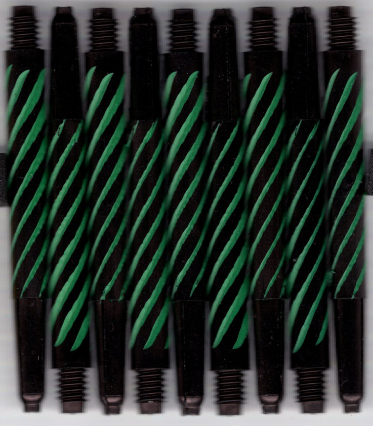 1.5in. Black/Teal Short Spiroline Nylon Dart Shafts