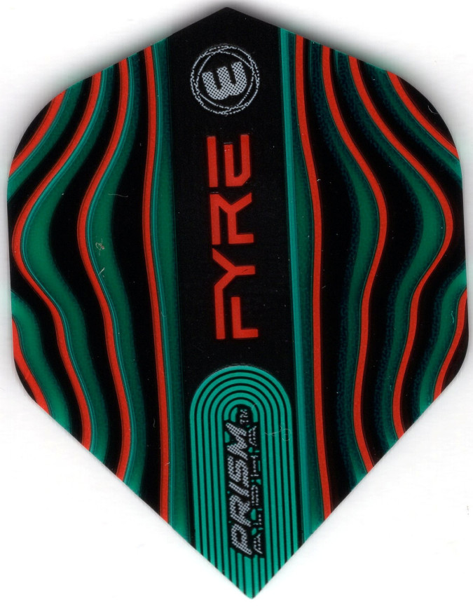 WINMAU PRISM Alpha FYRE Red and Teal Waves Dart Flights