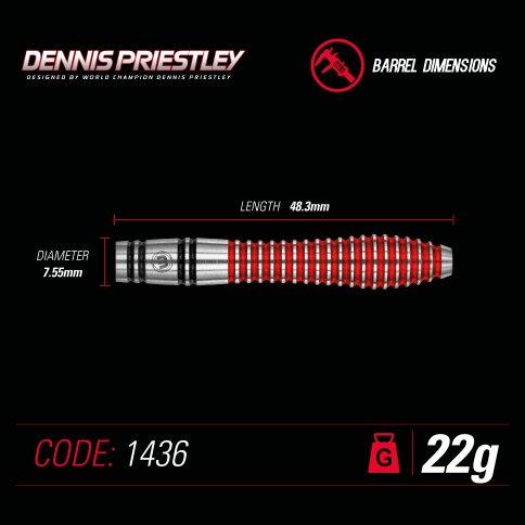 WINMAU DENNIS PRIESTLEY 22 GRAM STEEL TIP DARTS WINMAU DENNIS PRIESTLEY 22 GRAM STEEL TIP DARTS