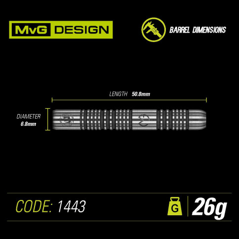 WINMAU MVG AUTHENTIC 26 GRAM STEEL TIP DARTS