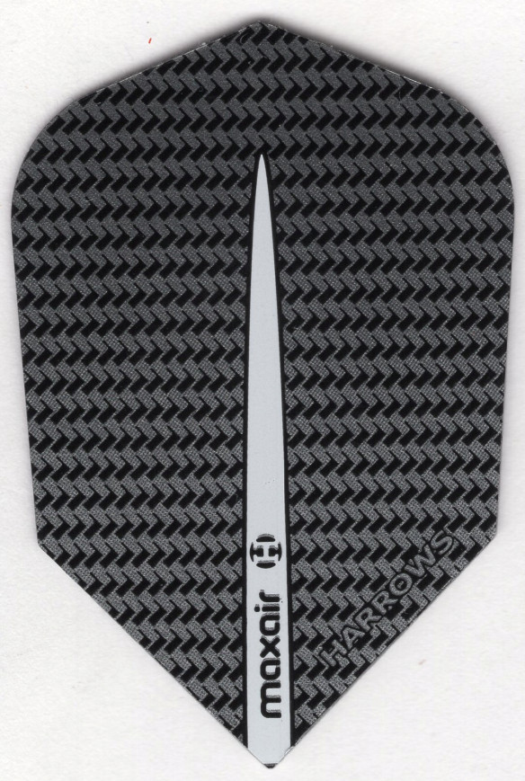 Black/Silver Maxair Dart Flights: 1.9 in. length: Style 5