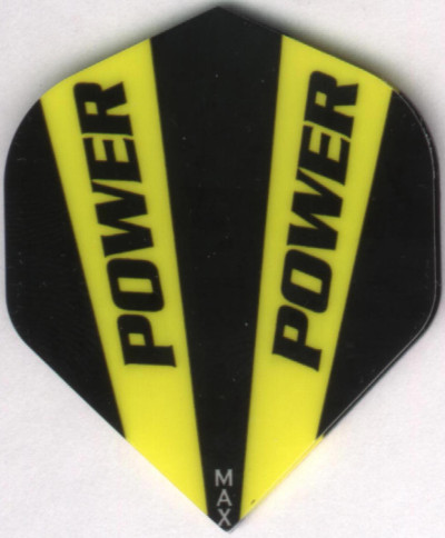 Black and Yellow Power Max Dart Flights: 150 Microns Thick
