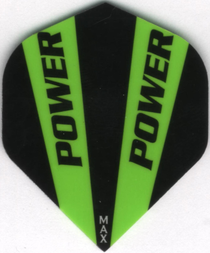 Black and Green POWER MAX Dart Flights: 150 Microns Thick