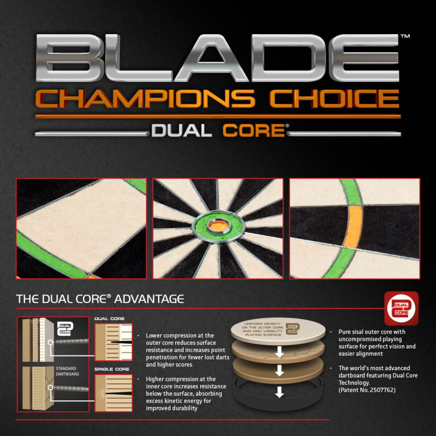 WINMAU CHAMPIONS CHOICE DUAL CORE DARTBOARD WINMAU CHAMPIONS CHOICE DUAL CORE DARTBOARD