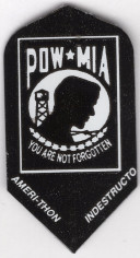 Slim Black & White "POW * MIA" Dart Flights