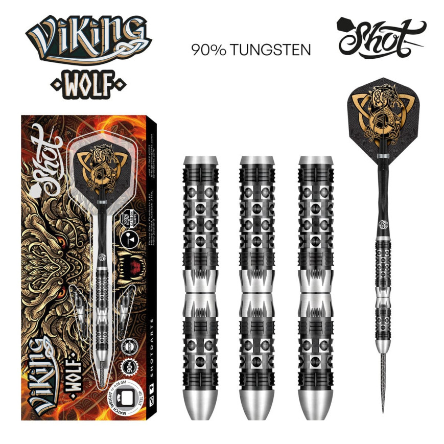 SHOT VIKING WOLF 24 GRAM STEEL TIP DARTS SHOT VIKING WOLF 24 GRAM STEEL TIP DARTS