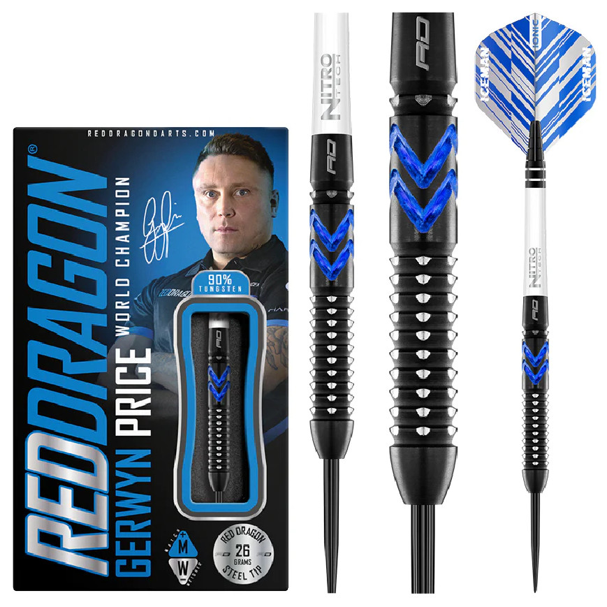 GERWYN PRICE BLUE ICE 26 GRAM STEEL TIP DARTS GERWYN PRICE BLUE ICE 26 GRAM STEEL TIP DARTS