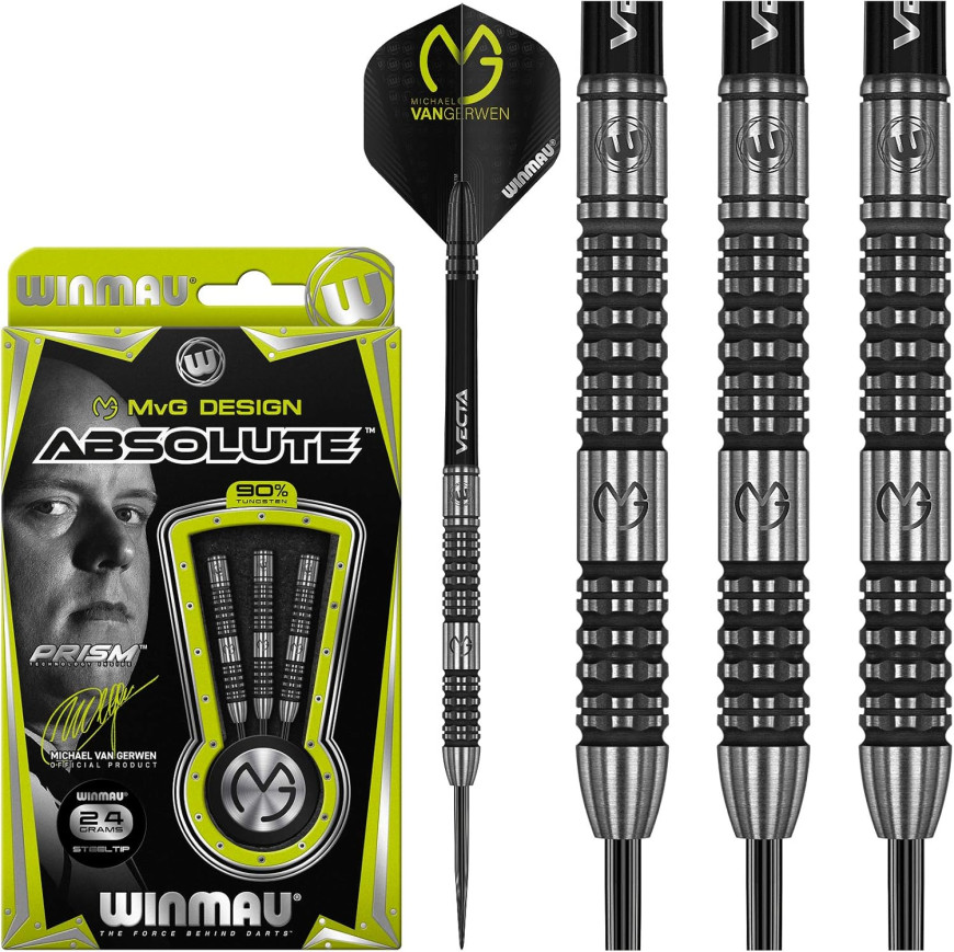 WINMAU MVG "ABSOLUTE" 24 GRAM STEEL TIP DARTS WINMAU MVG "ABSOLUTE" 24 GRAM STEEL TIP DARTS