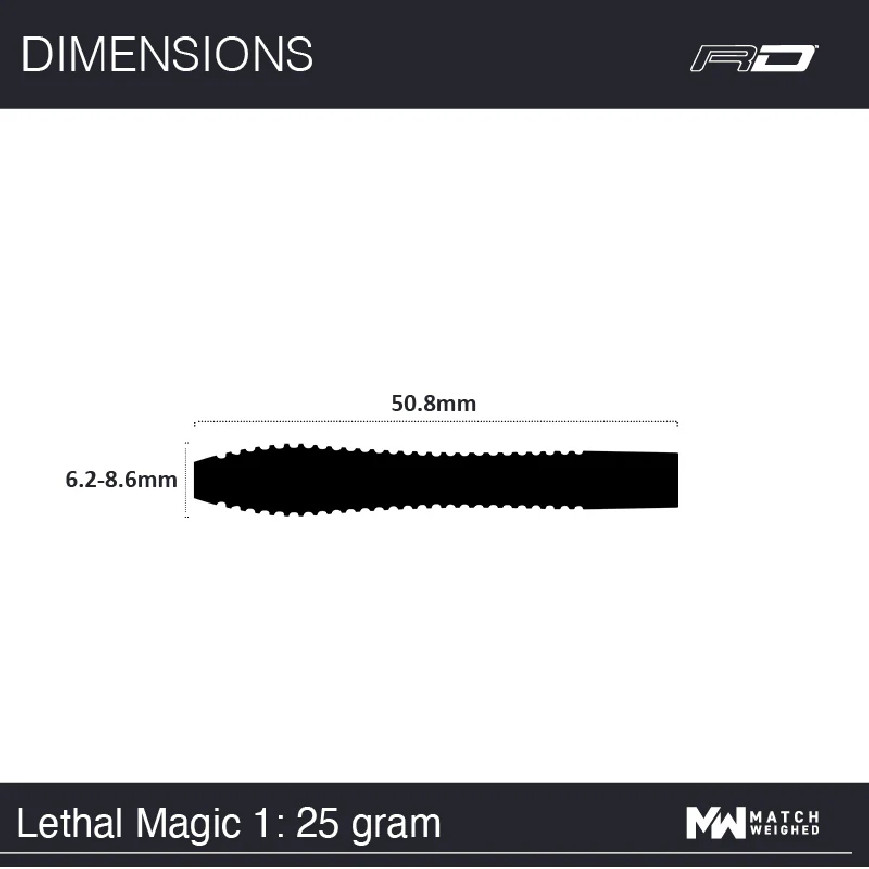 RED DRAGON LETHAL MAGIC 25 GRAM STEEL TIP DARTS