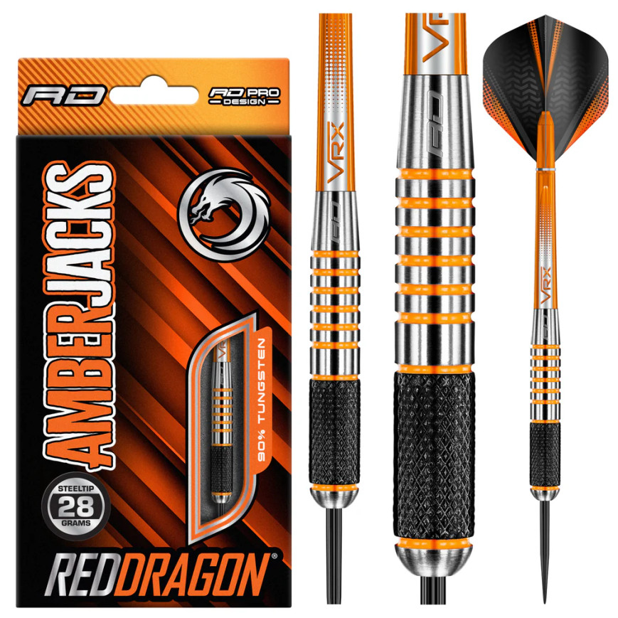 RED DRAGON AMBERJACKS 28 GRAM STEEL TIP DARTS