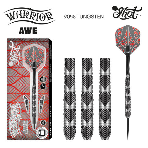 SHOT WARRIOR "AWE" 26 GRAM STEEL TIP DARTS