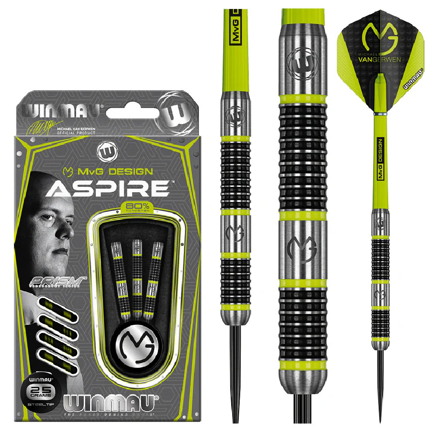 WINMAU MVG "ASPIRE" 25 GRAM STEEL TIP DARTS