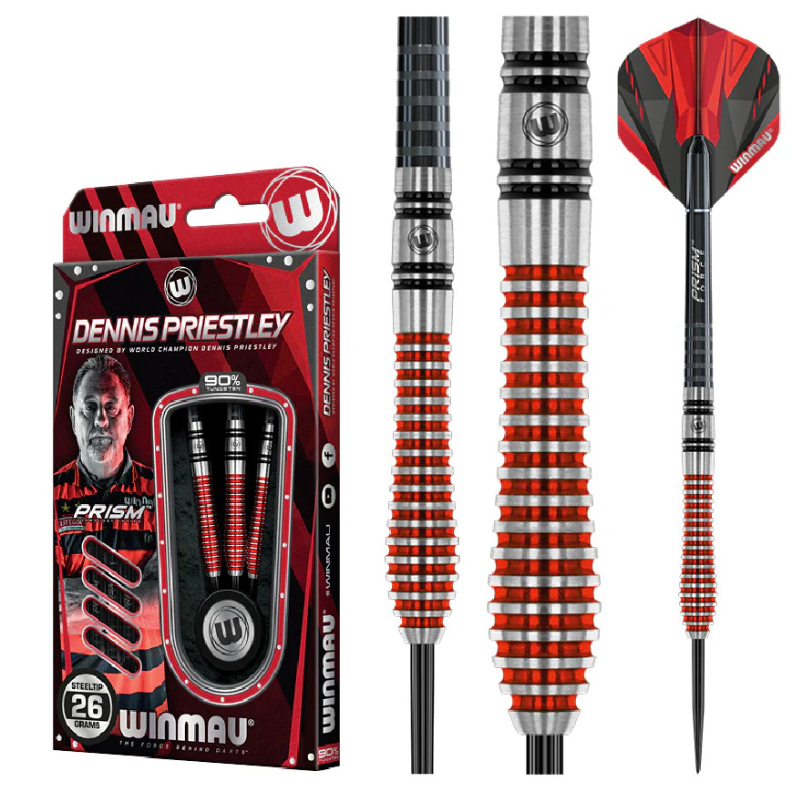 WINMAU DENNIS "THE MENACE" PRIESTLEY 26 GRAM STEEL TIP DARTS