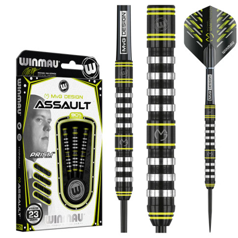 WINMAU MVG "ASSAULT" 23 GRAM STEEL TIP DARTS