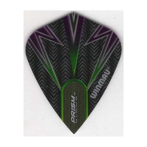 WINMAU "BOLTS" Black, Purple and Green Prism Alpha Kite Dart Flights
