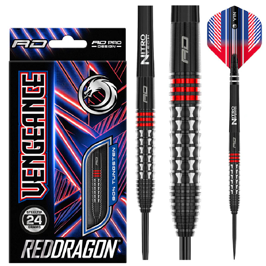 RED DRAGON VENGEANCE 24 GRAM STEEL TIP DARTS