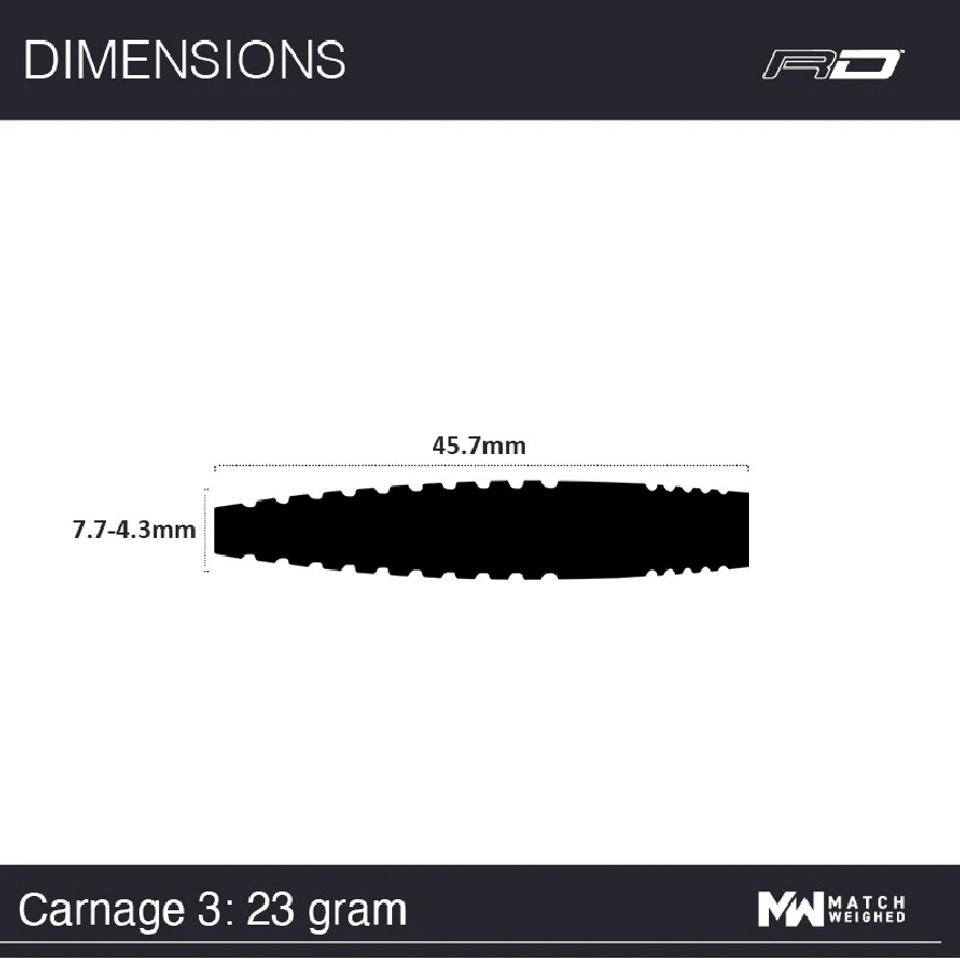 RED DRAGON CARNAGE 3 25 GRAM STEEL TIP DARTS