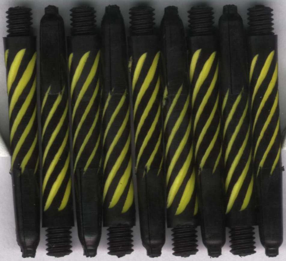 1.5in Black/Yellow Short Spiroline Nylon Dart Shafts 1.5in Black/Yellow Short Spiroline Nylon Dart Shafts